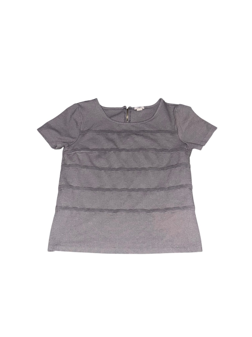 J. Crew Gray Short-Sleeve Textured Knit Top